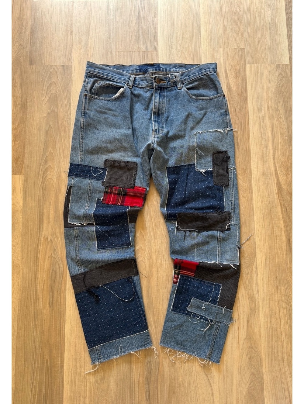 Vintage Handmade Patchwork Straight Jeans
